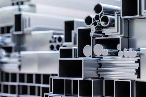 Profile aluminiowe złożone w stosy